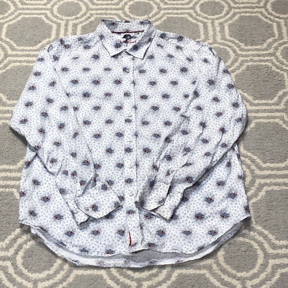 Robert Graham Classic Fit Long Sleeve Shirt Size XL White Floral Print Button - Picture 2 of 10